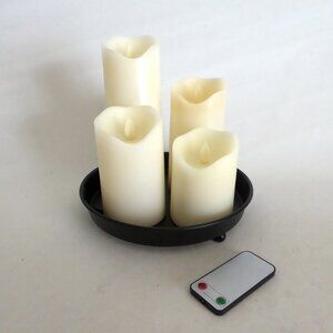 SMITH & HAWKEN LED FLAMELESS CANDLE MAGIC FLICKERING WAX CANDLE TRAY SET REMOTE
